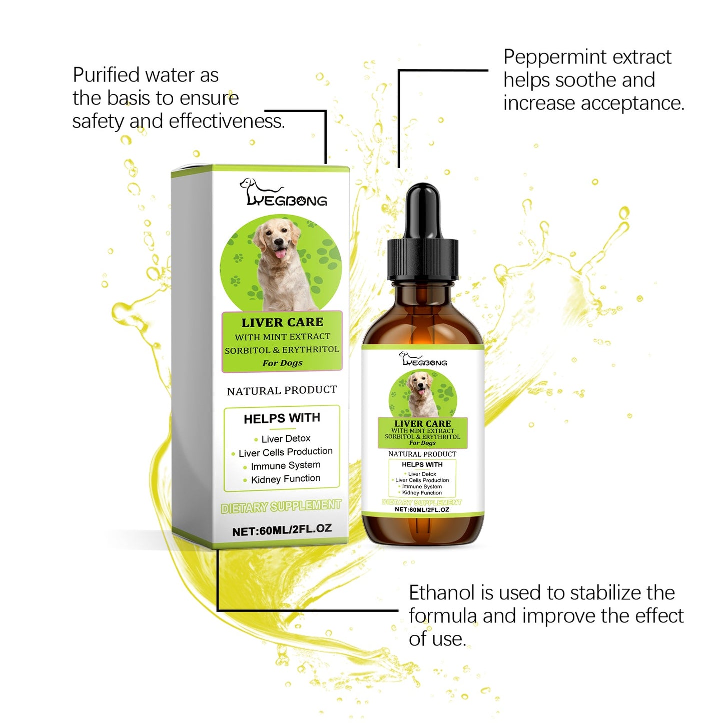 Dog Kidney and Liver Support Drops: Detox Supplement with Sorbitol & Erythritol