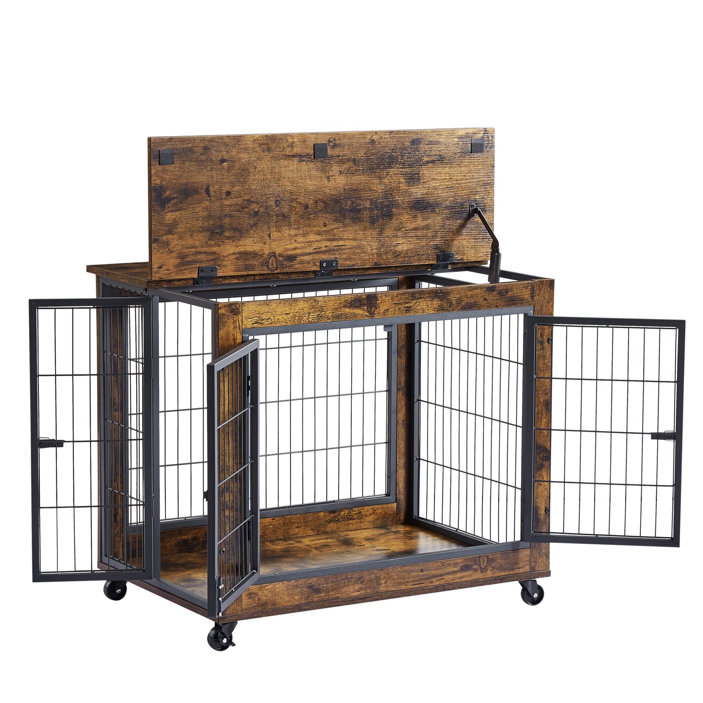31.5" Furniture Style Dog Crate on Wheels | Wooden End Table Kennel