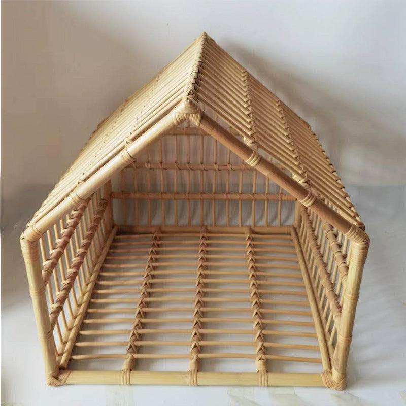 Dog Cave Bed: Cozy Rattan Sanctuary for Small Pets