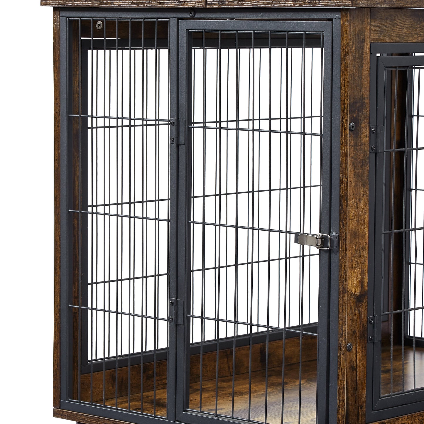 Furniture Dog Crate Side Table on Casters | Double Door Lift Top Kennel
