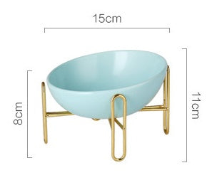 Luxury Raised Ceramic Dog Bowl For Small Dogs With Gold Stand