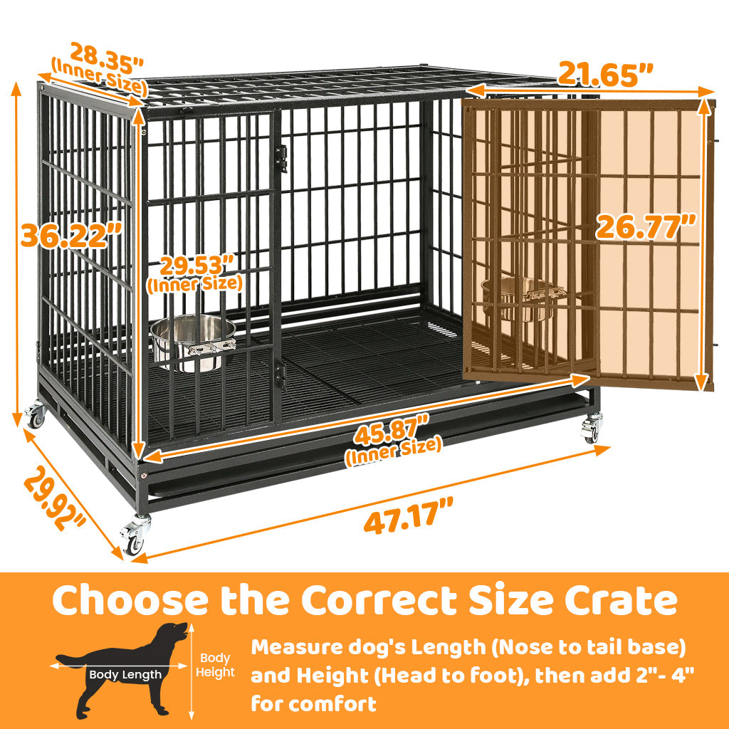 The "Alcatraz" Crate: Escape-Proof 48" Heavy Duty Dog Cage on Wheels