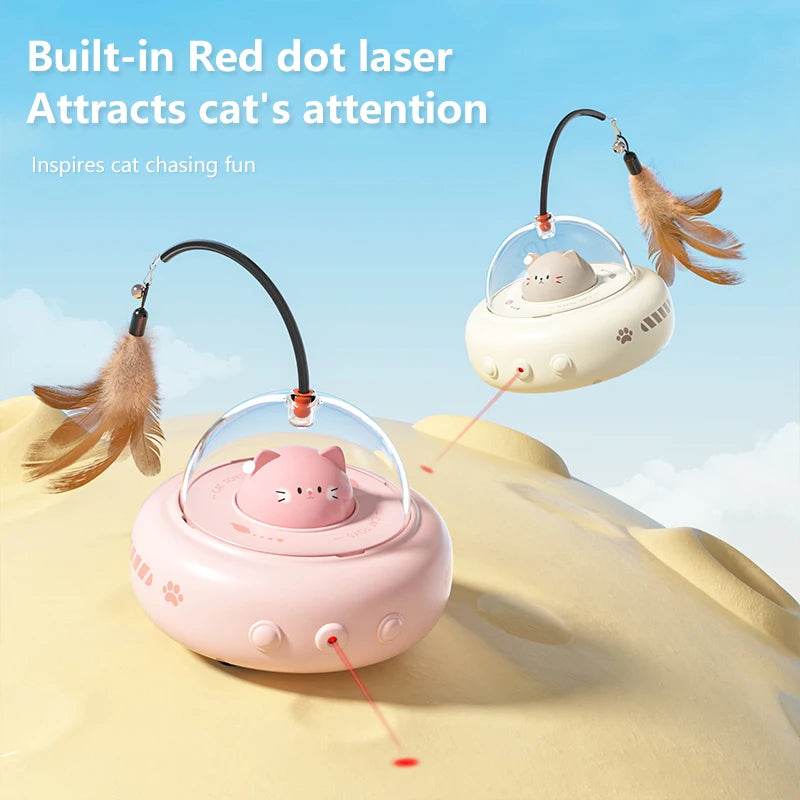 Smart Hover Cat Teaser Toy - Automatic Feather Spinner Cat Toy