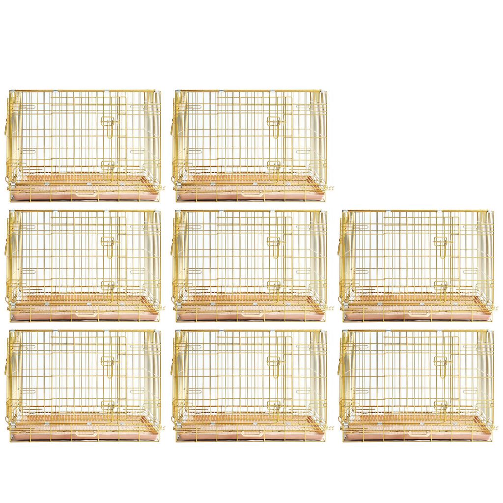 Gold Dog Crate | 24-42" Collapsible Copper Pet Kennel with Leak-Proof Tray