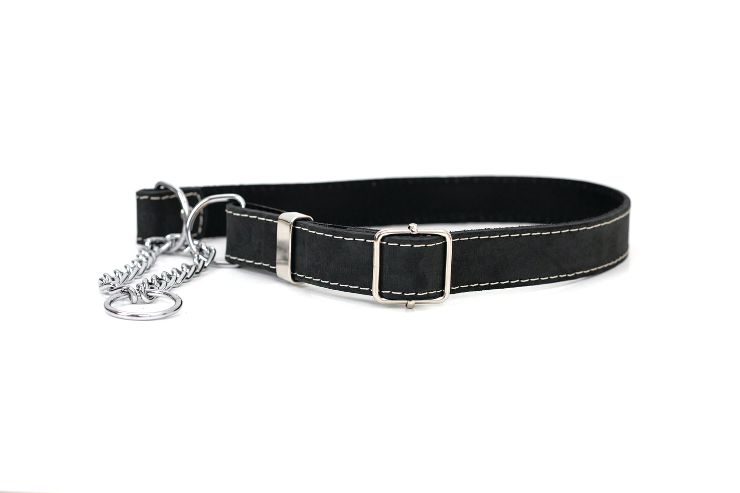 Martingale Dog Collar – Midnight Black Full-Grain Leather Training Collar