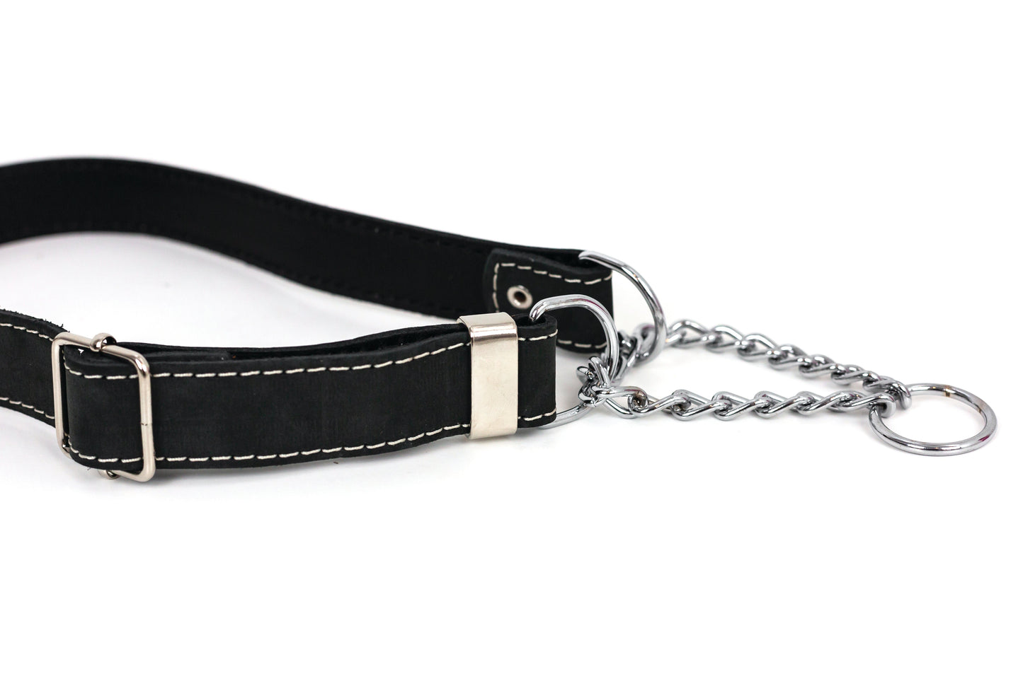 Martingale Dog Collar – Midnight Black Full-Grain Leather Training Collar