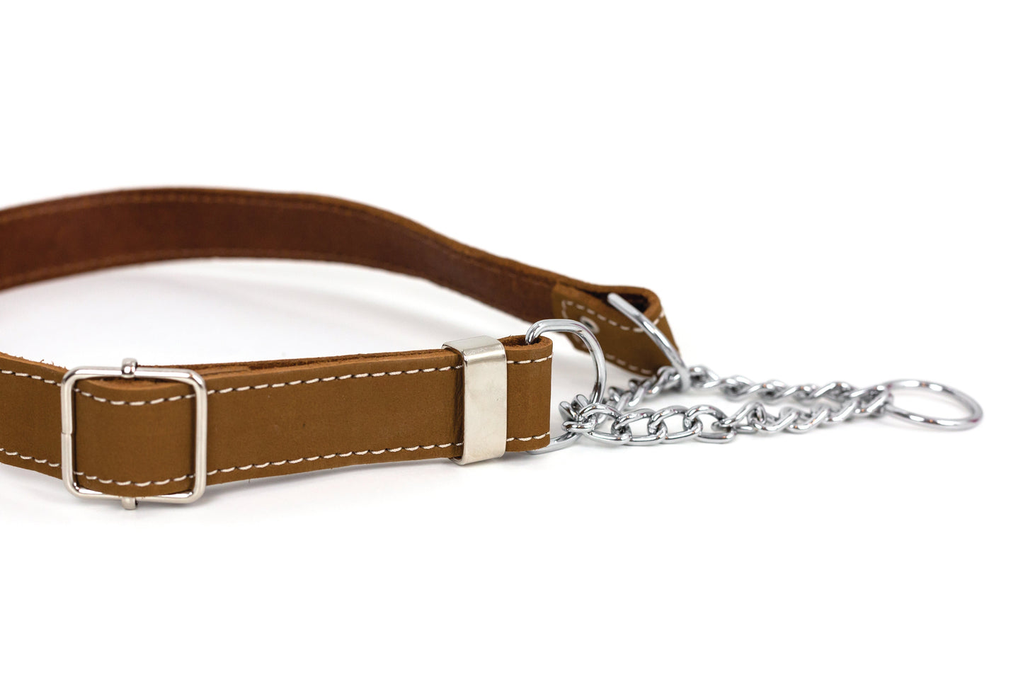 Martingale Earth Brown Leather Dog Collar – Full-Grain Leather, Secure No-Slip Fit