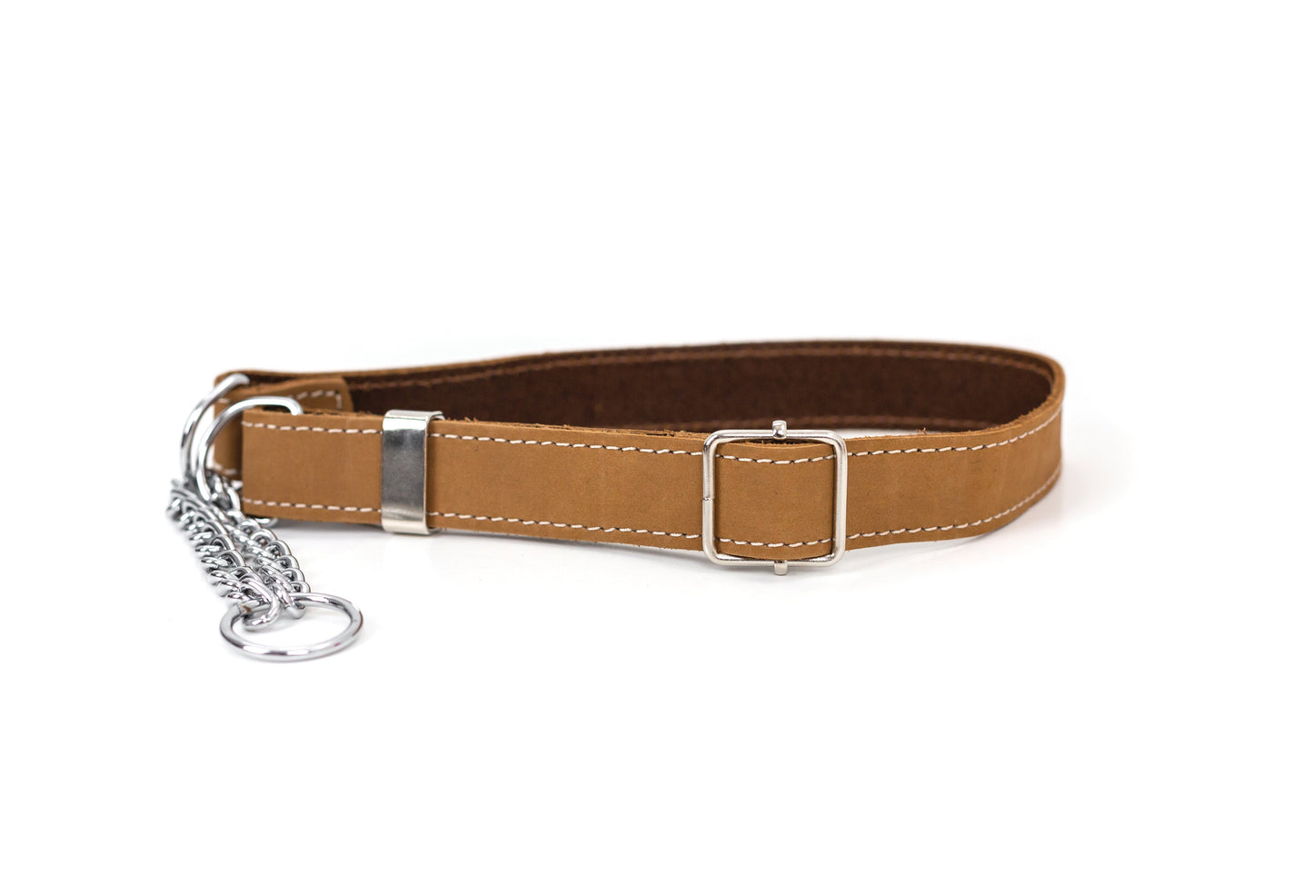 Martingale Khaki Leather Dog Collar – Full-Grain Leather Training Collar Made in USA