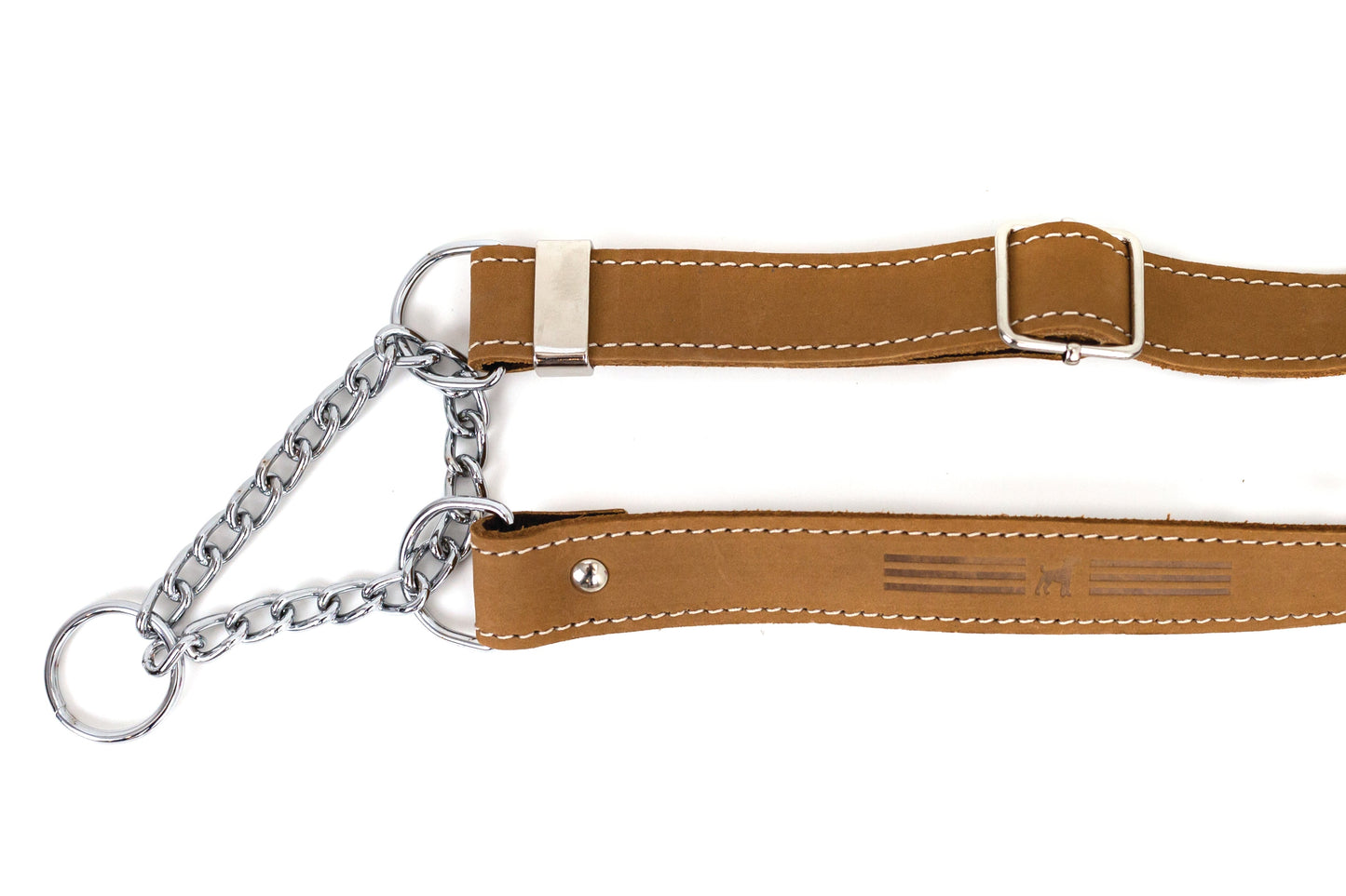 Martingale Khaki Leather Dog Collar – Full-Grain Leather Training Collar Made in USA