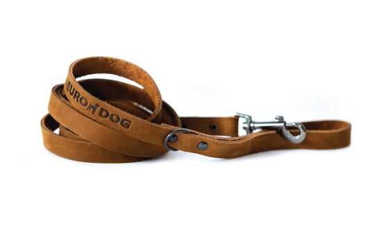 Leather Brown Dog Leash - Premium Full-Grain Leather