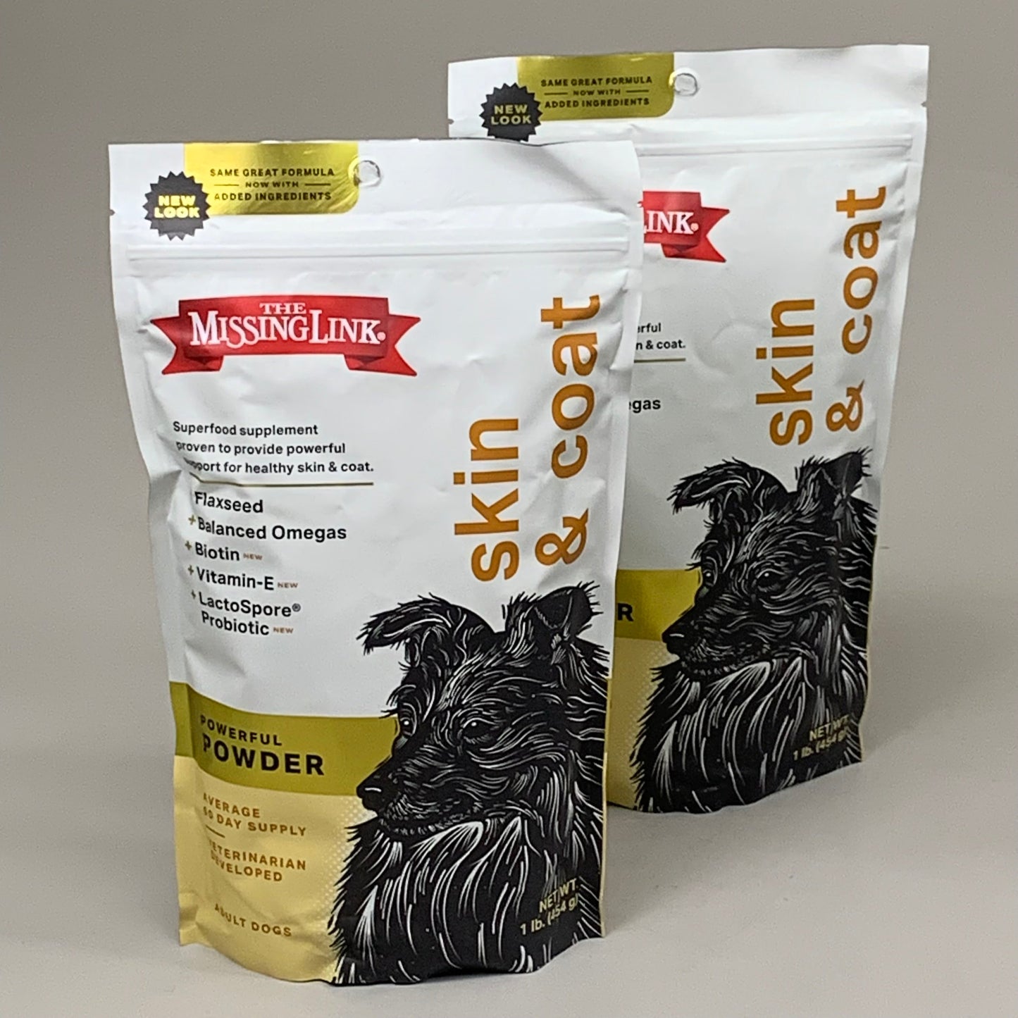 The Missing Link Skin & Coat Powder Dog Supplement: 2 Pack | 1 lb Each | Omega 3 & 6