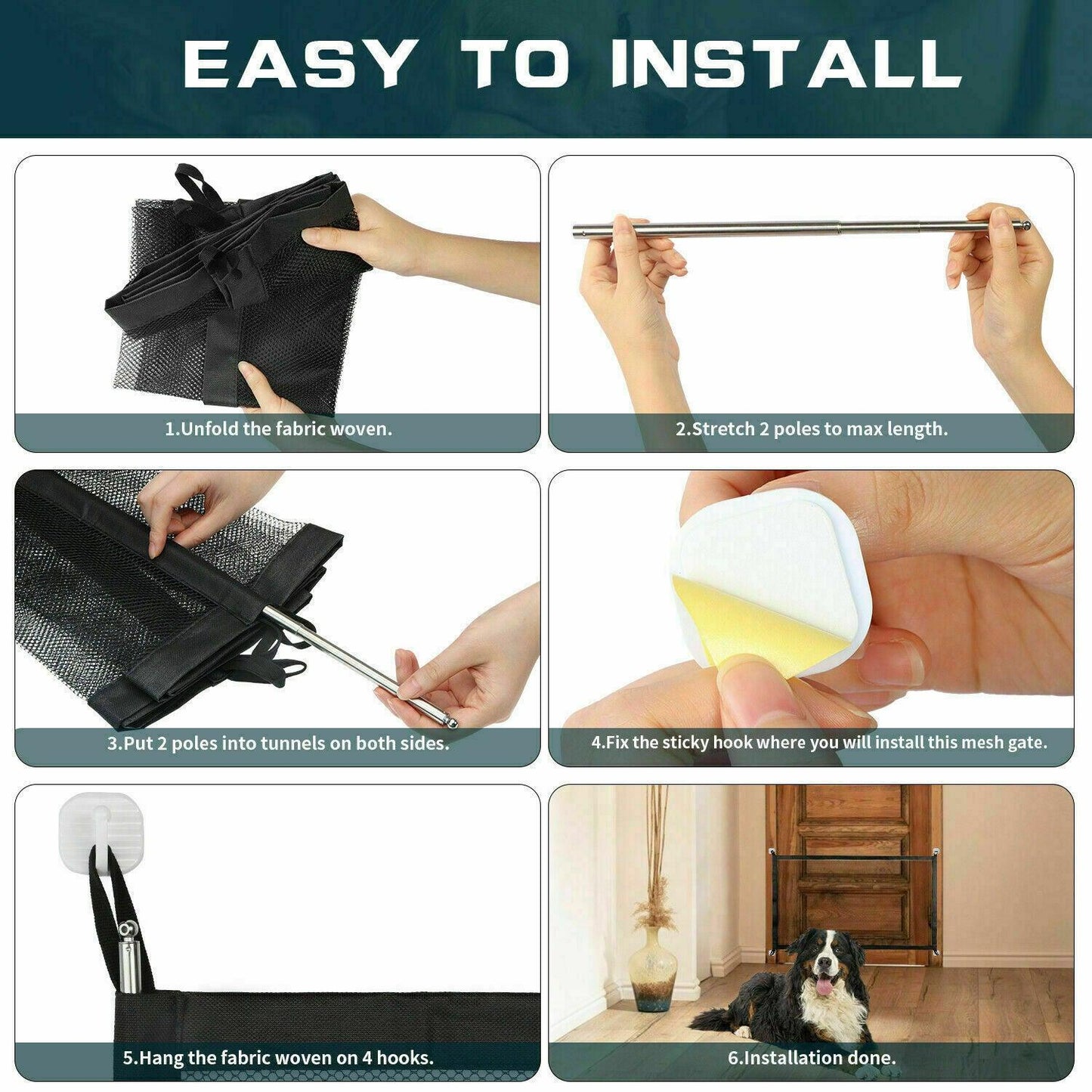 Mesh Dog Gate | The "Magic" Gate: Instant Indoor Pet Barrier (No Tools Required)