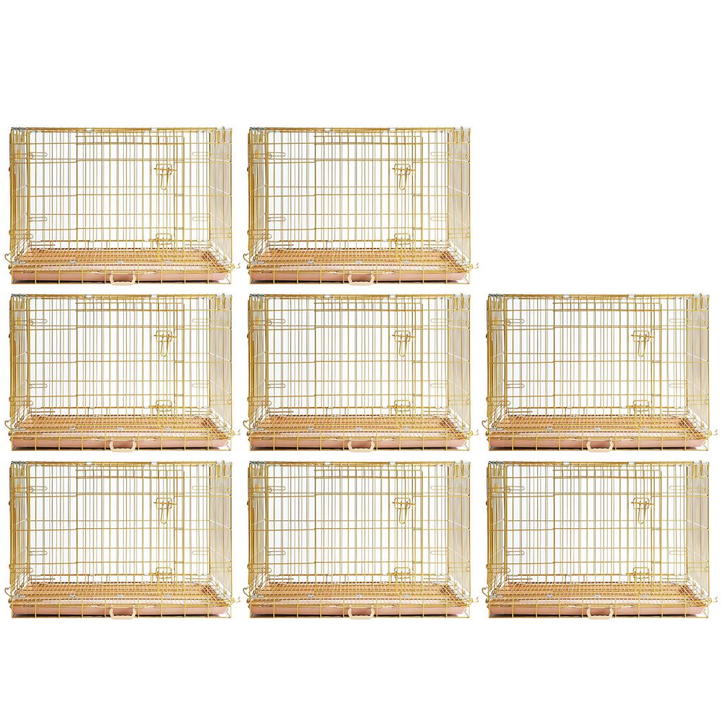 Gold Dog Crate | 24-42" Collapsible Copper Pet Kennel with Leak-Proof Tray