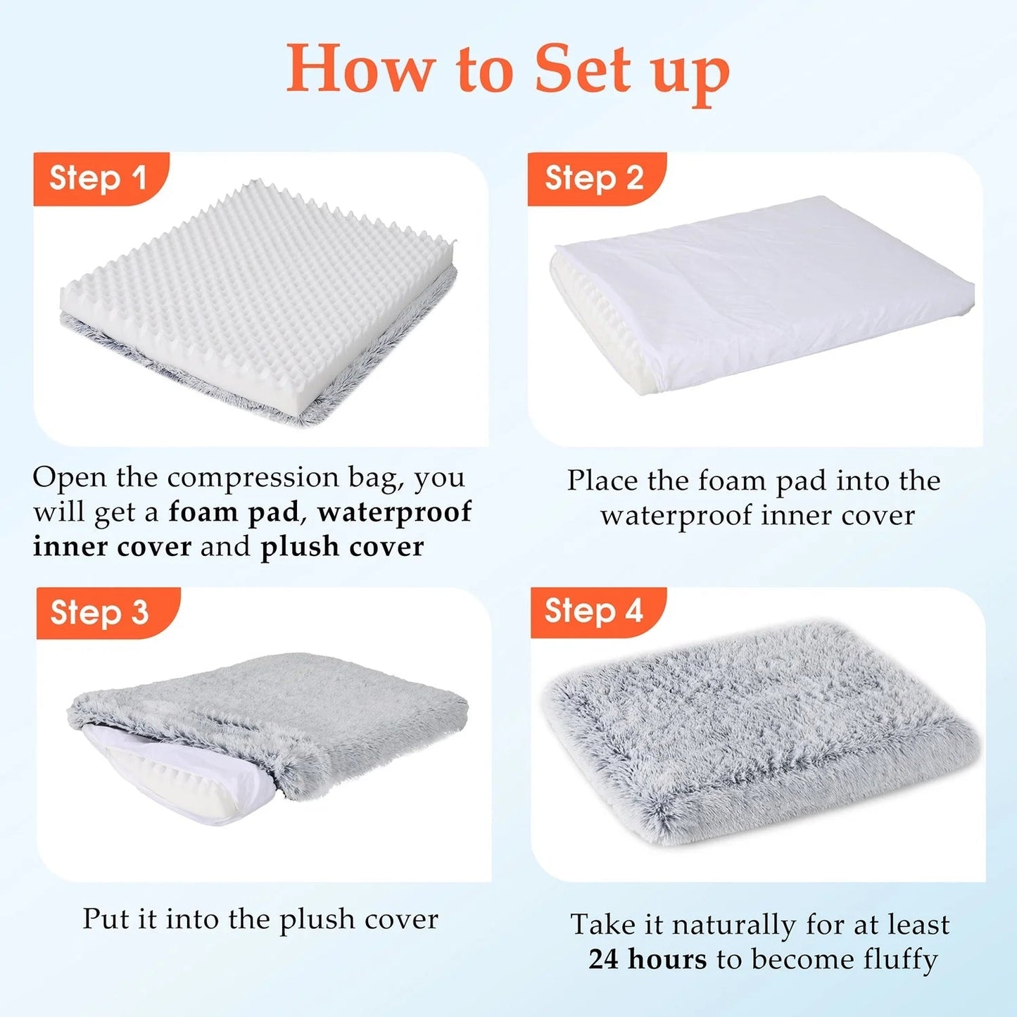Dog Crate Bed | Orthopedic Egg Crate Foam | Gray