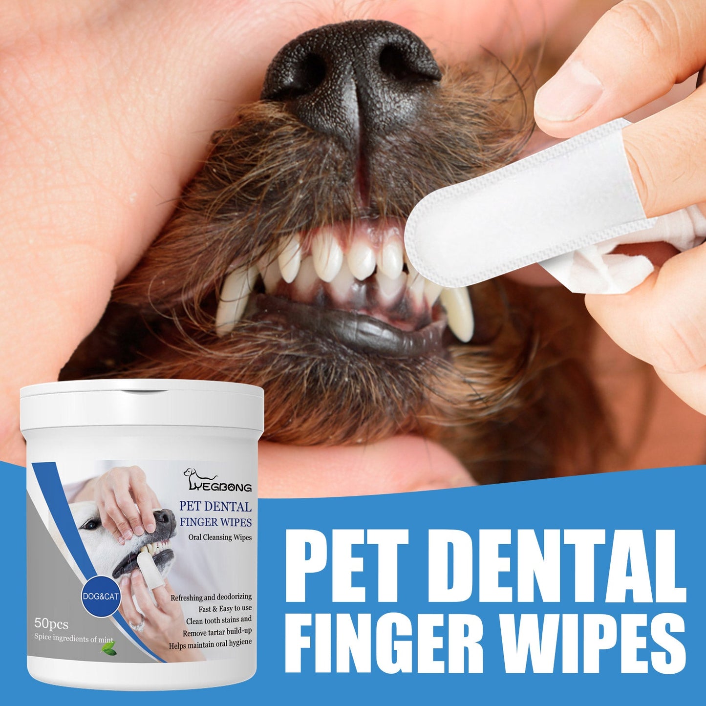 Pet Dental Finger Wipes: Tartar & Plaque Remover for Dogs