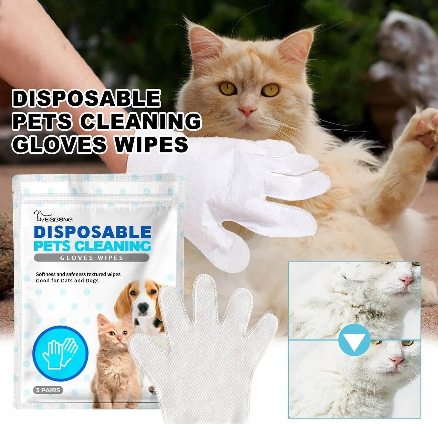 2-in-1 Pet Grooming Gloves – Gentle Massage & Odor Elimination
