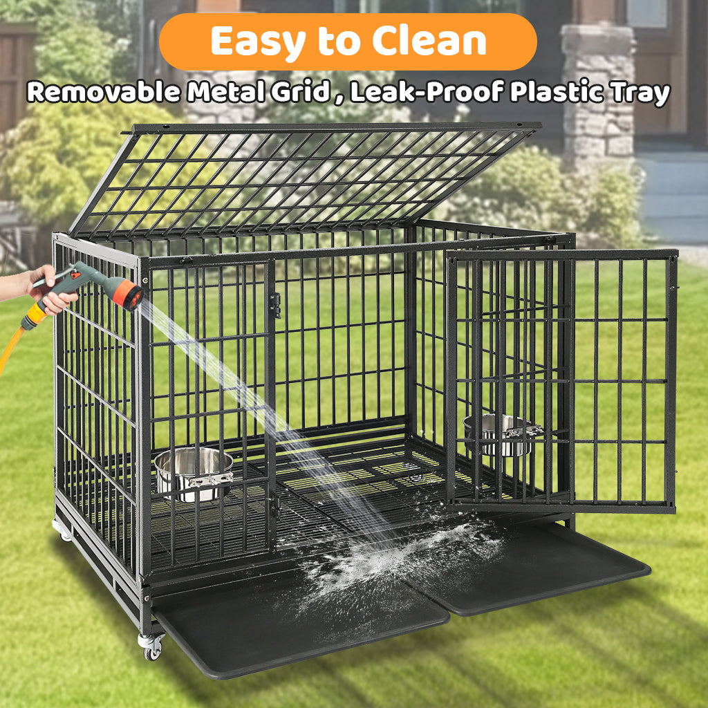 The "Alcatraz" Crate: Escape-Proof 48" Heavy Duty Dog Cage on Wheels