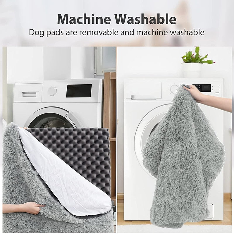 Gray Washable Dog Bed | Plush Pet Mat | Removable Cover