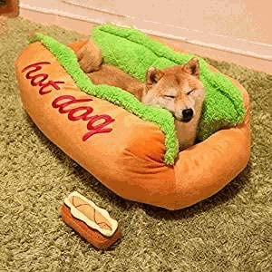 Hot Dog Shaped Dog Bed | Washable Novelty Pet Nest