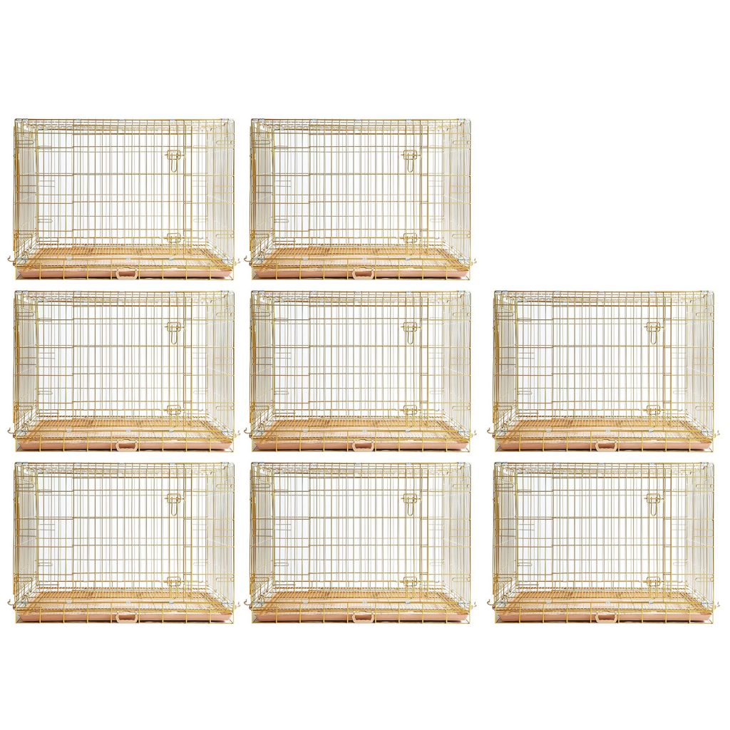 Gold Dog Crate | 24-42" Collapsible Copper Pet Kennel with Leak-Proof Tray