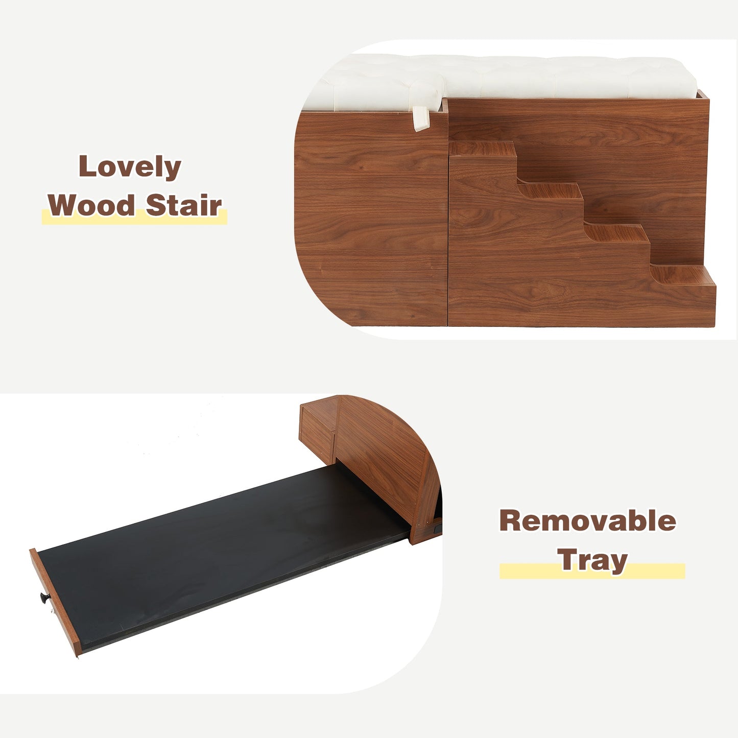 56" Furniture Style Dog Crate with Bench | Sliding Barn Door Kennel (Walnut)