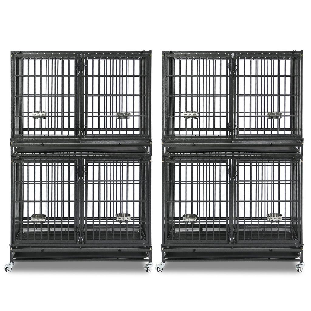 Stackable Heavy Duty Dog Crate | 42" Steel Kennel with Divider