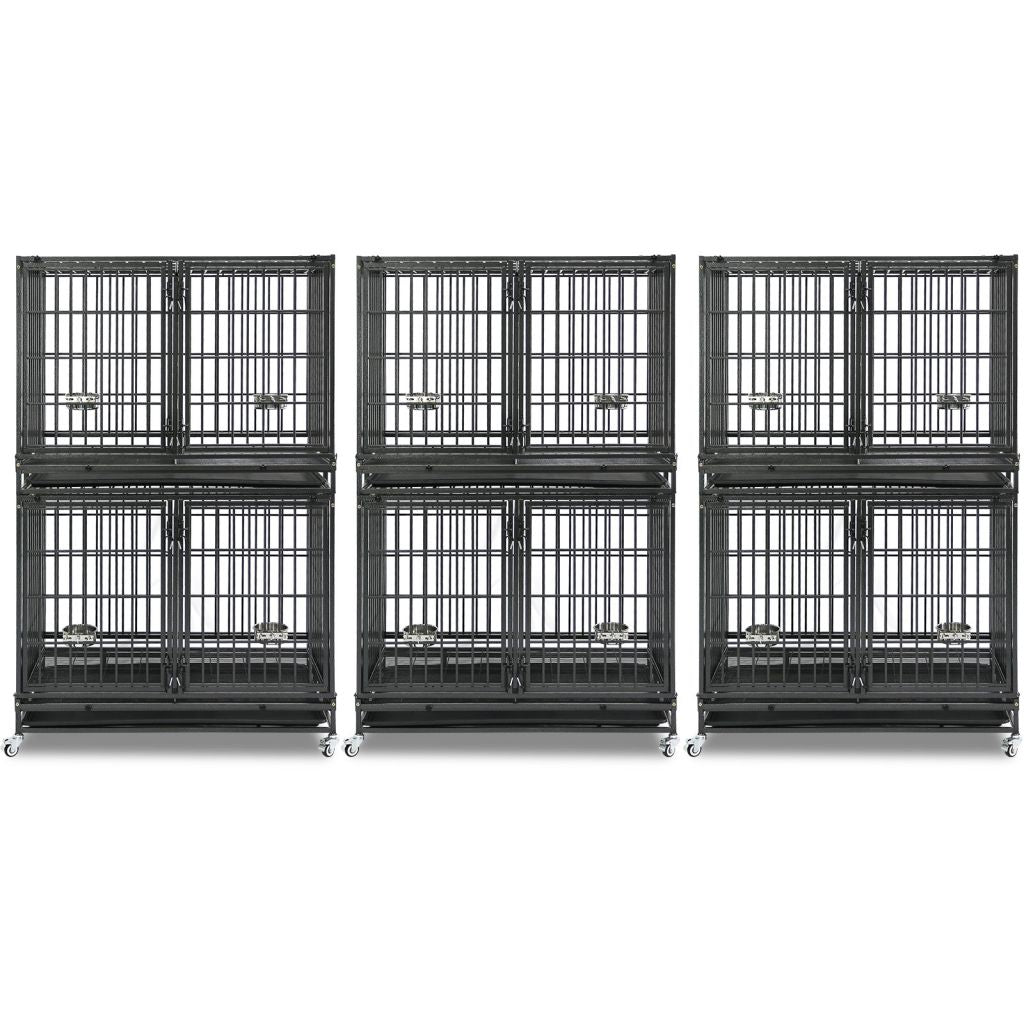 Stackable Heavy Duty Dog Crate | 42" Steel Kennel with Divider