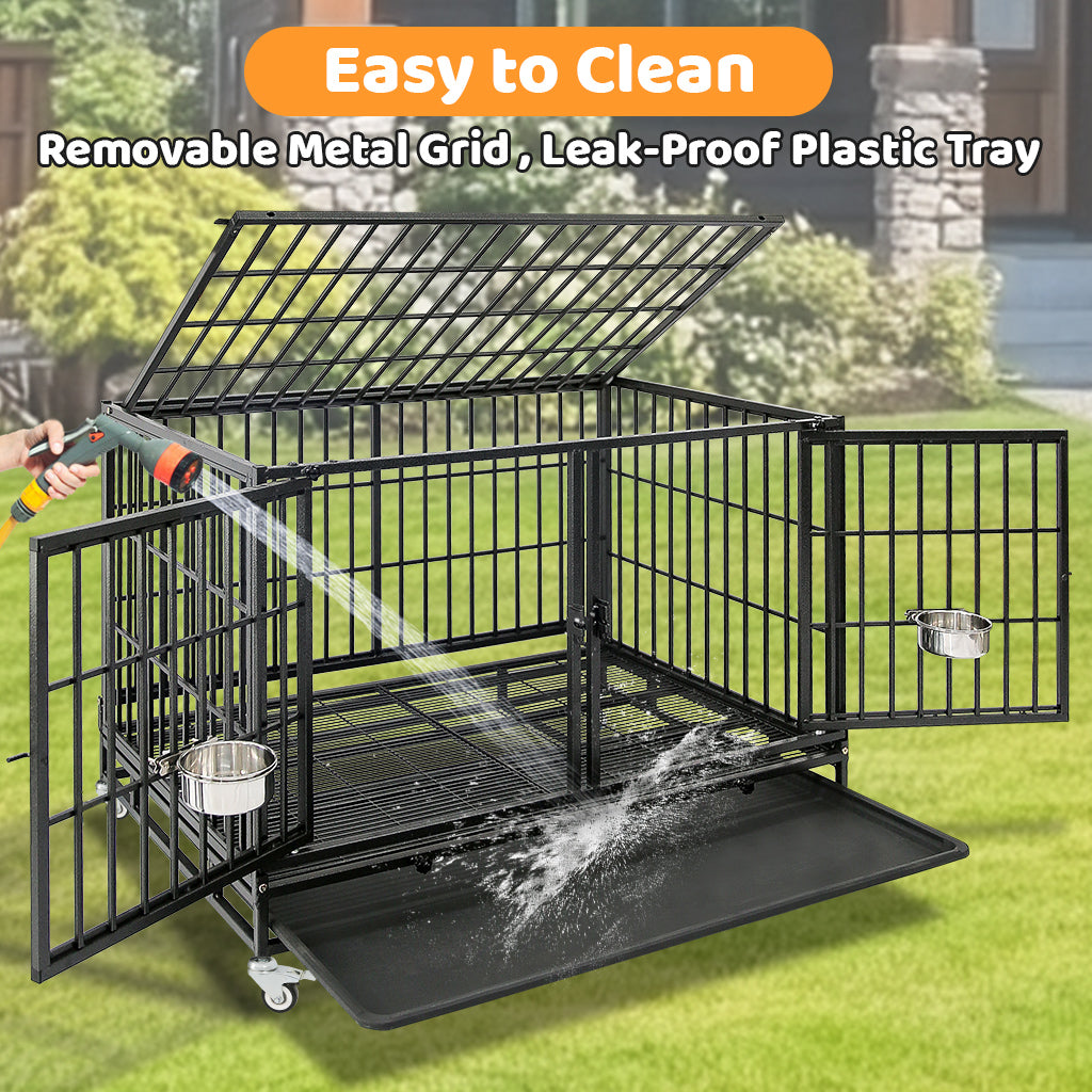 42 Inch Stackable Dog Crate | Double Steel Kennel (Standard Height)