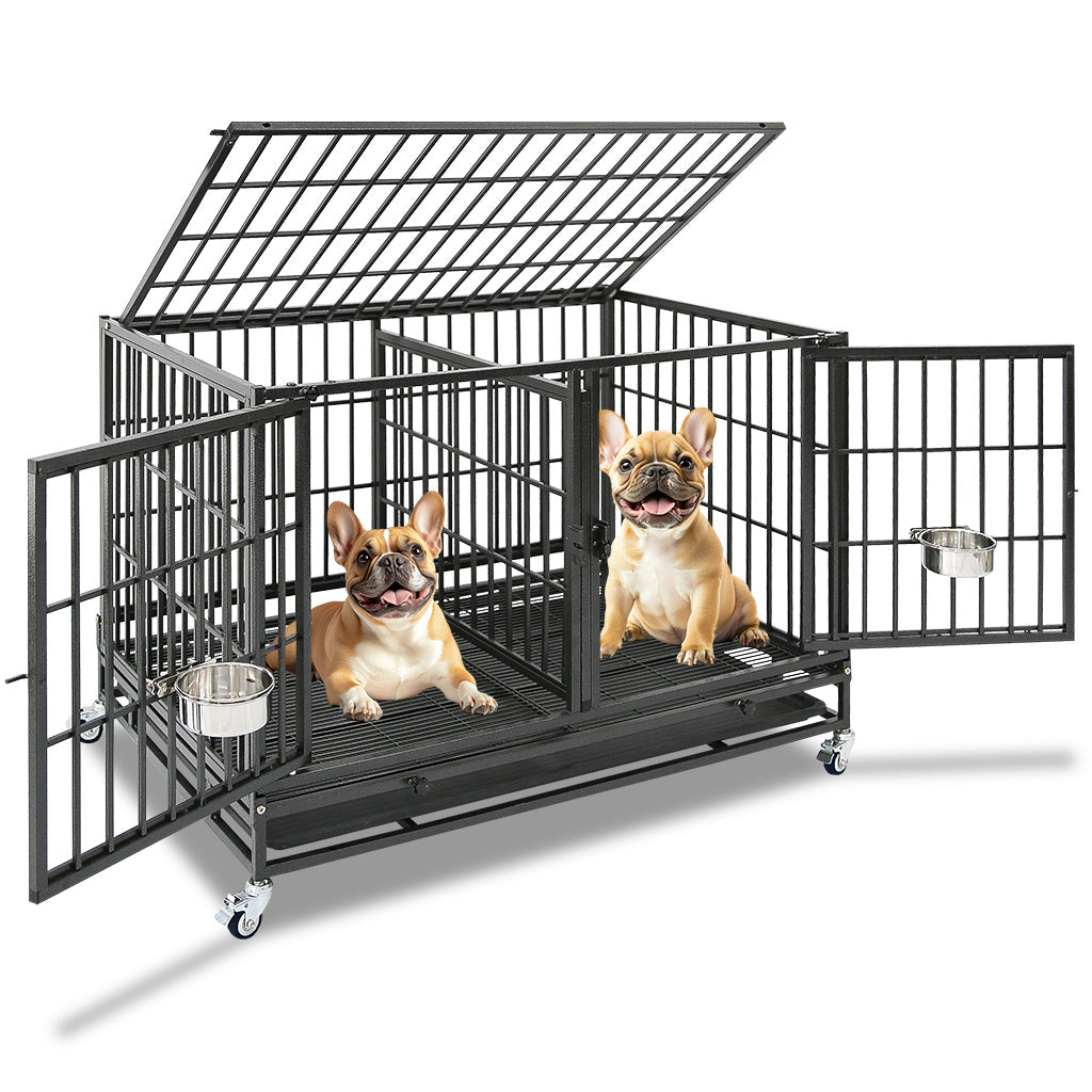42 Inch Stackable Dog Crate | Double Steel Kennel (Standard Height)