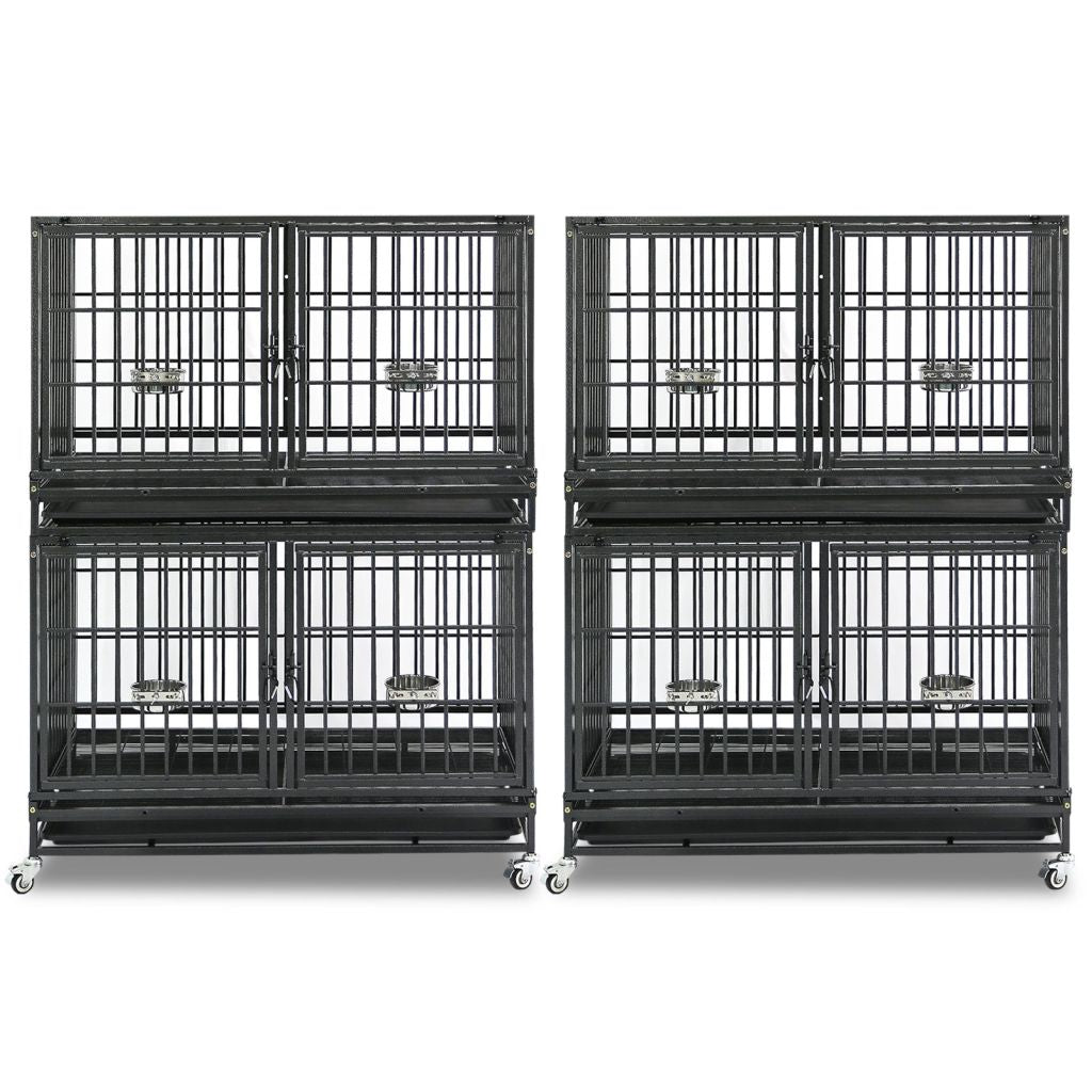 42 Inch Stackable Dog Crate | Double Steel Kennel (Standard Height)