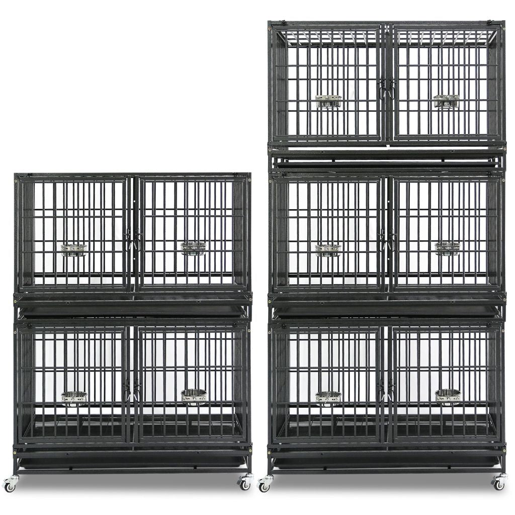 42 Inch Stackable Dog Crate | Double Steel Kennel (Standard Height)