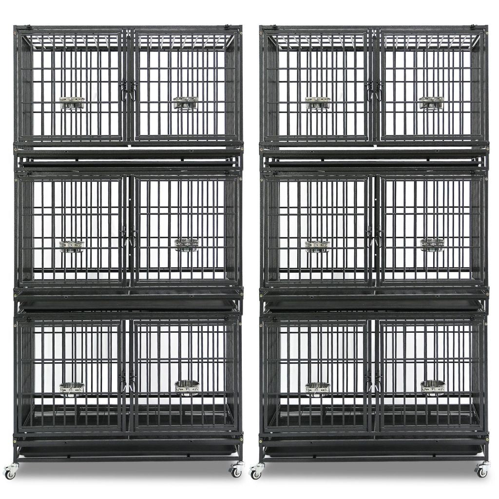 42 Inch Stackable Dog Crate | Double Steel Kennel (Standard Height)