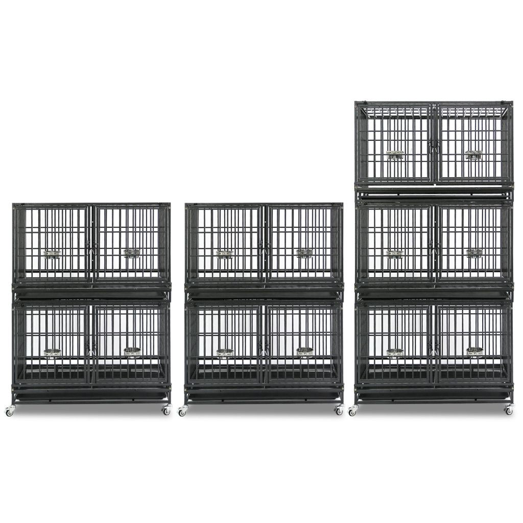 42 Inch Stackable Dog Crate | Double Steel Kennel (Standard Height)