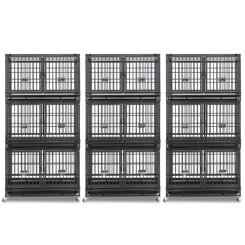42 Inch Stackable Dog Crate | Double Steel Kennel (Standard Height)