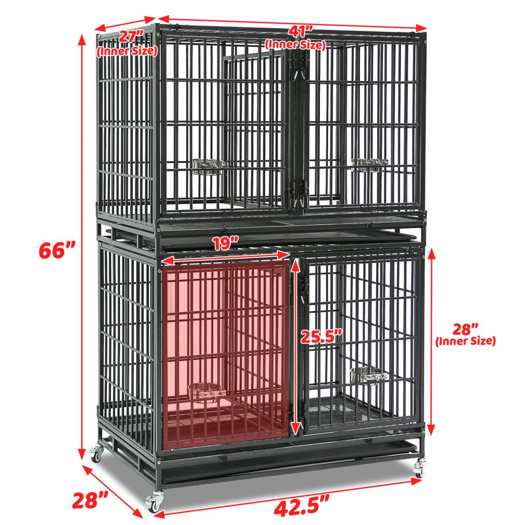 Stackable Heavy Duty Dog Crate | 42" Steel Kennel with Divider