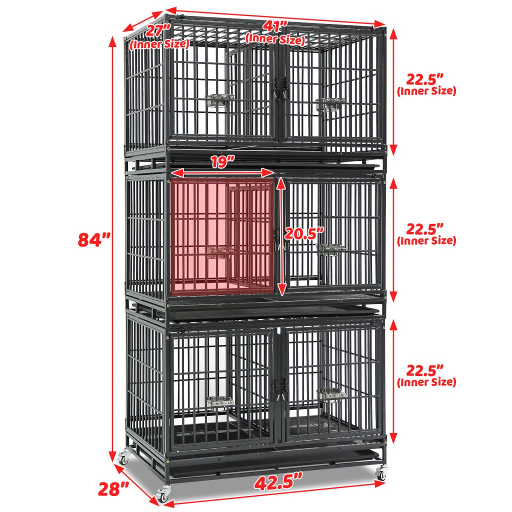 42 Inch Stackable Dog Crate | Double Steel Kennel (Standard Height)