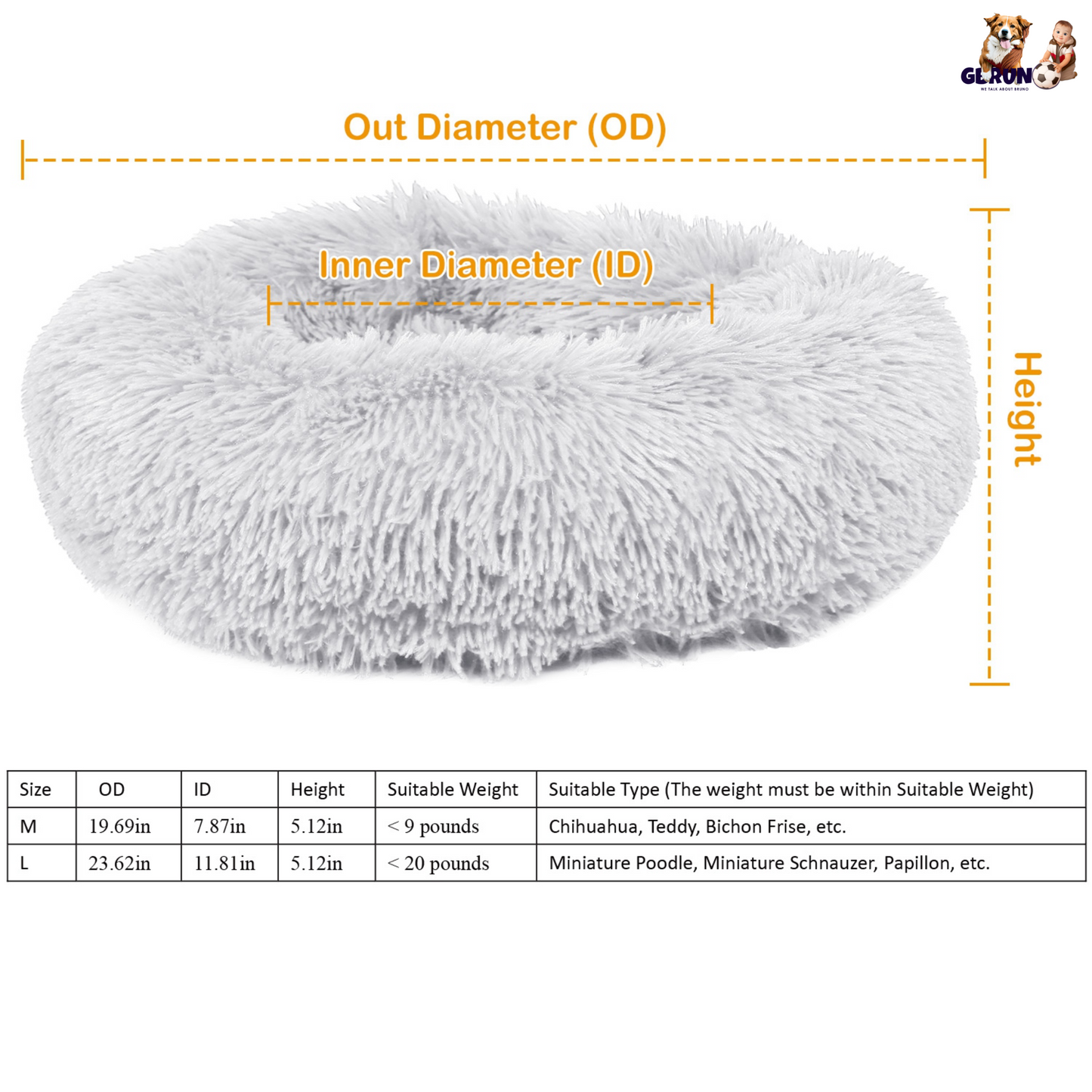Calming Dog Bed | Round Plush Pet Donut Cuddler