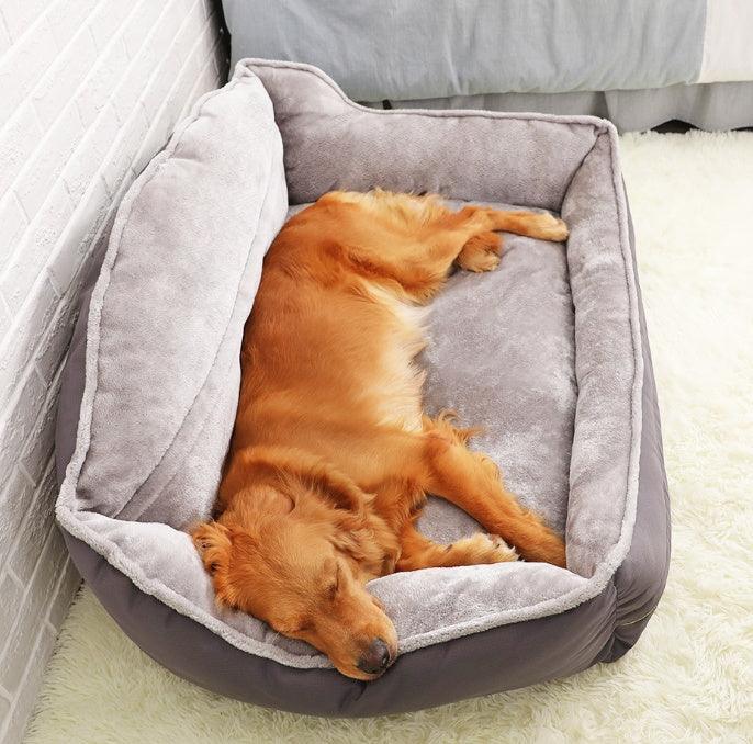 Dog Sofa Bed | High Back Plush Pet Bed | Washable (Grey)