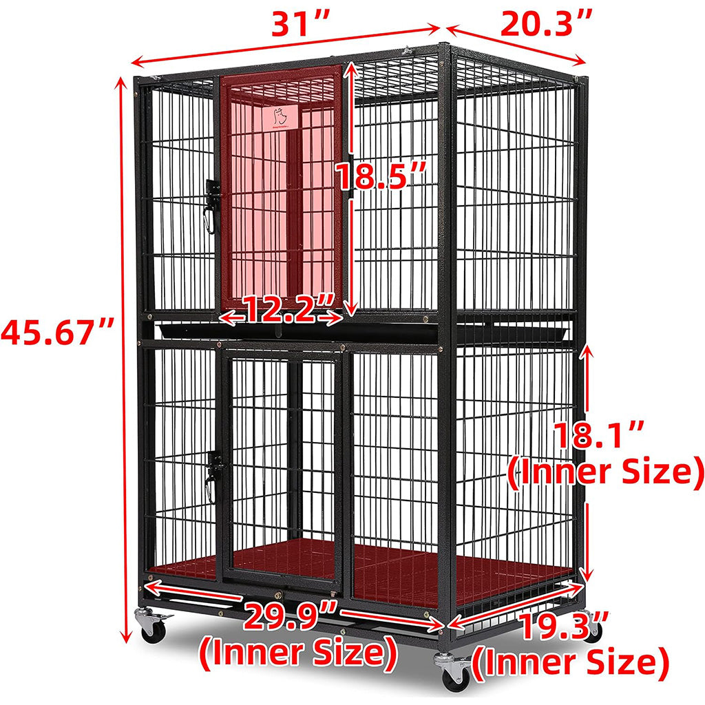 31 Inch Two Tier Dog Crate | Double Decker Steel Pet Kennel