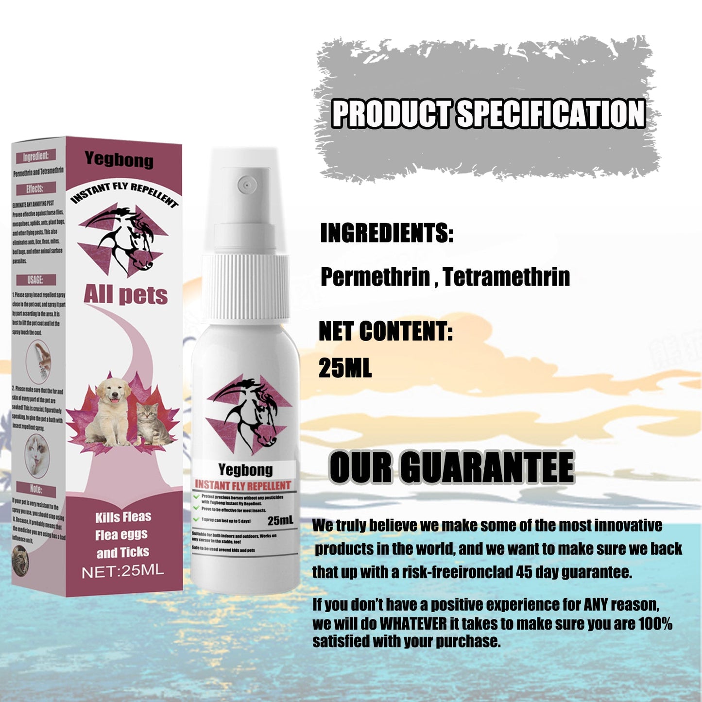 Pet Repellent Spray for Dogs and Cats | Flea, Tick, and Mite Anti-Itch Treatment