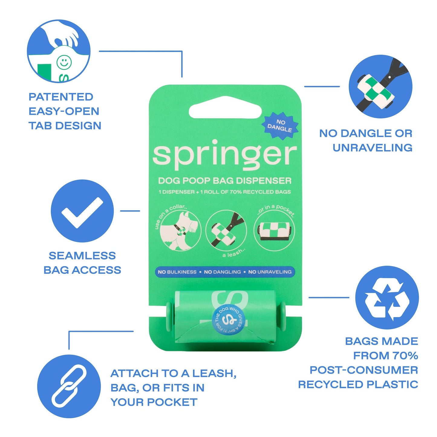 Premium Dog Poop Bag Dispenser with 15 Leak-Proof Bags