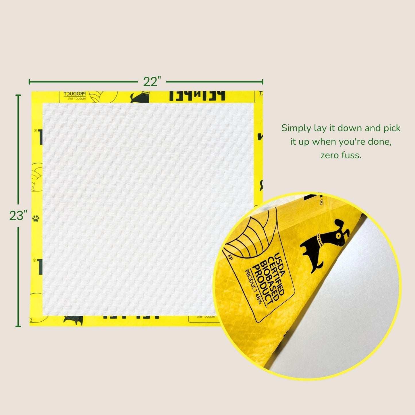 PET N PET Plant-Based Dog Pee Pads | 50 Count 6-Layer Protection