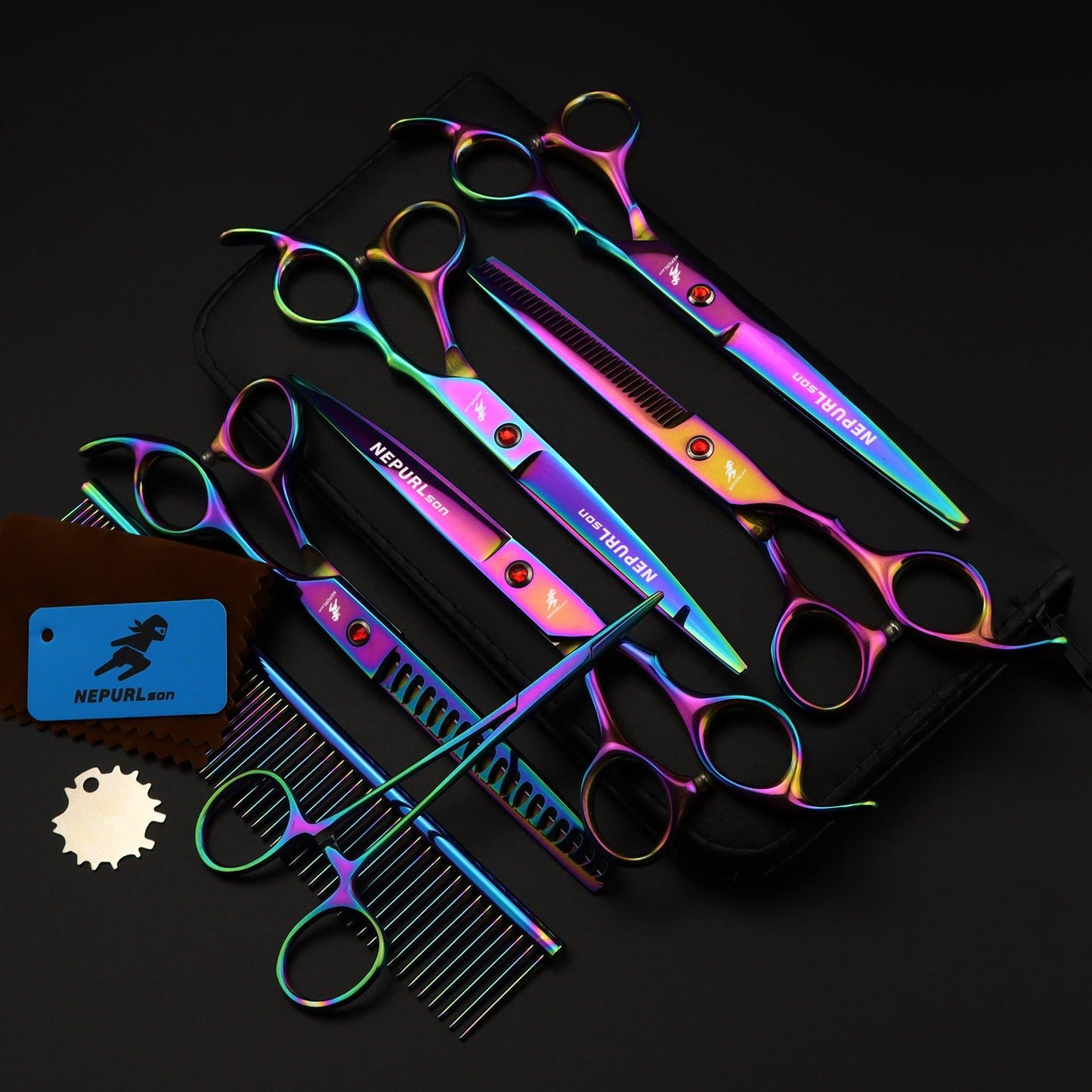 Professional 5-Piece Pet Scissors Set | Electroplating Color 5 Pack Pet Grooming
