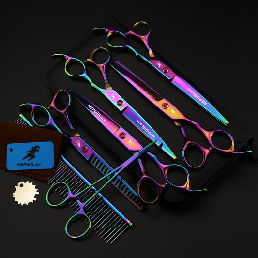 Professional 5-Piece Pet Scissors Set | Electroplating Color 5 Pack Pet Grooming