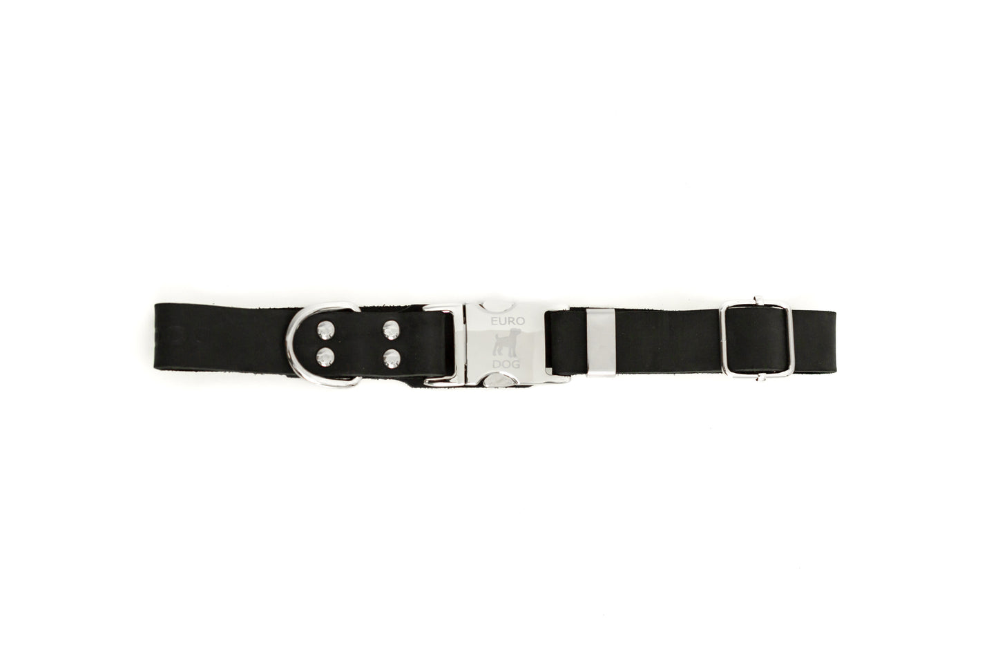 Quick-Release Midnight Black Leather Dog Collar– Full-Grain Leather with Easy Buckle