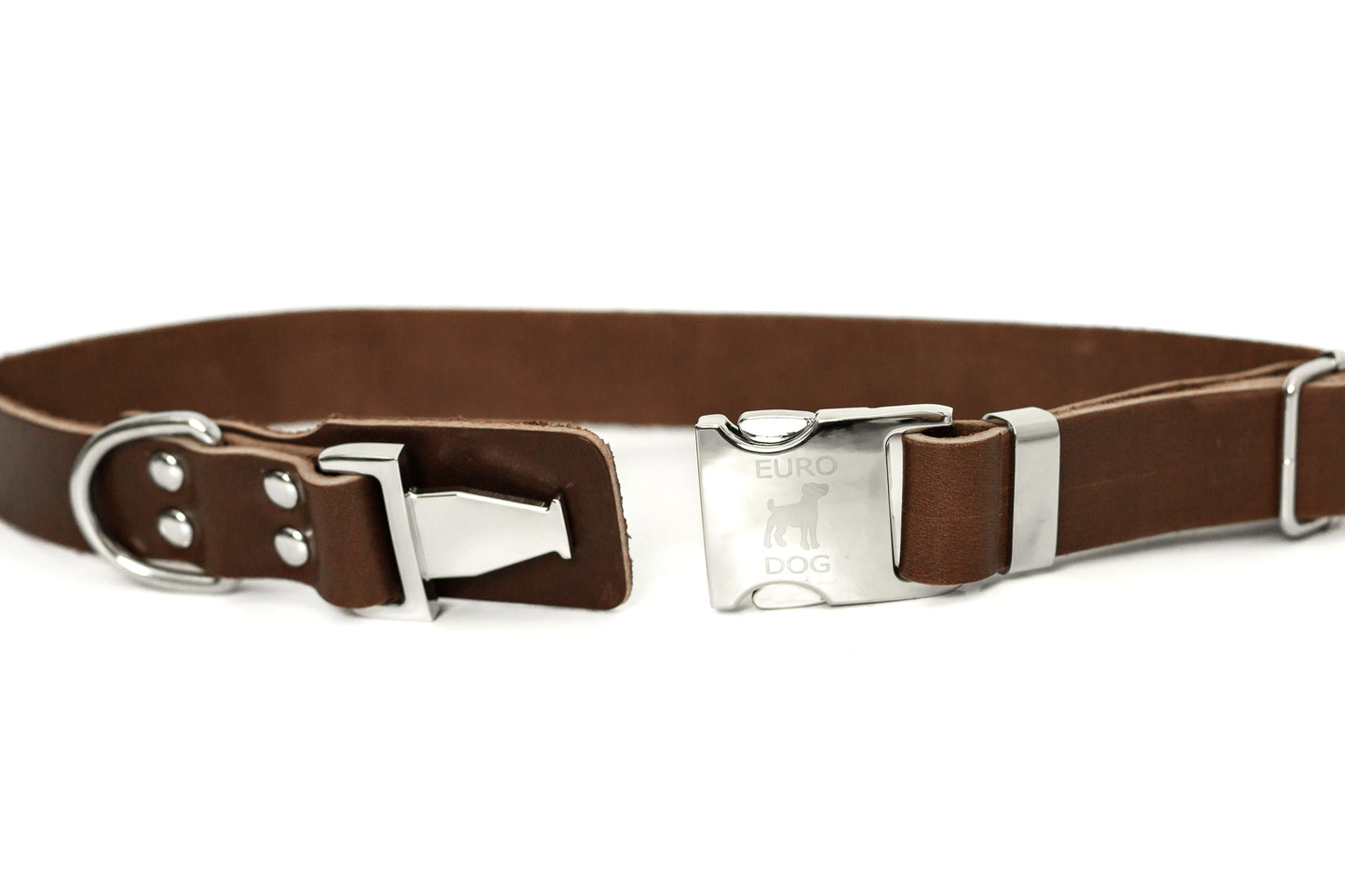 Quick Release Dog Collar - Modern Style Quick-Release Chocolate Leather Dog Collar