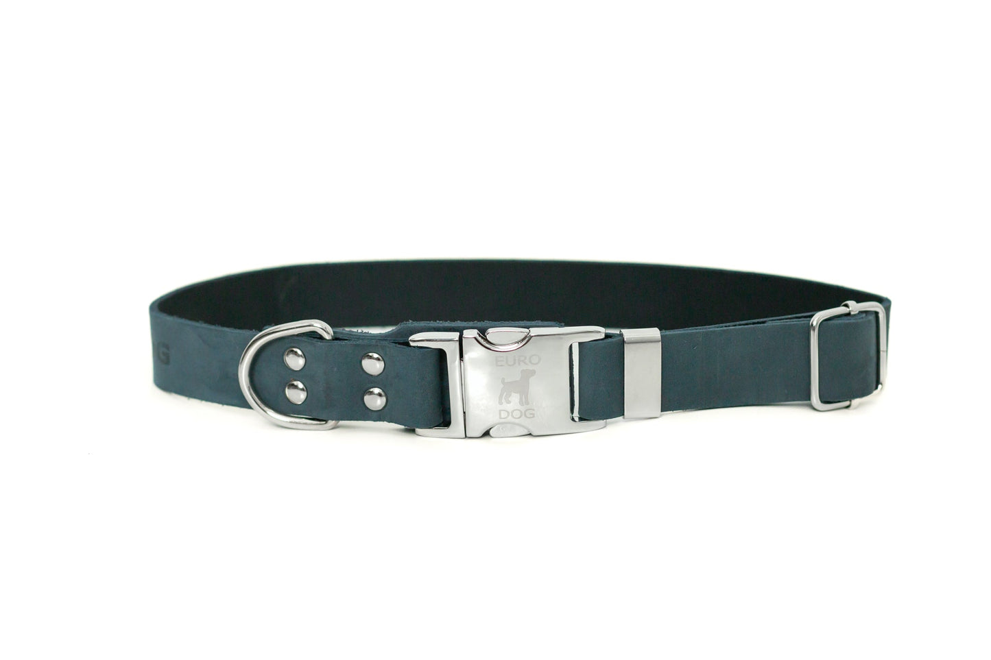 Modern Style Quick-Release Blue Jeans Leather Dog Collar | Full-Grain Leather