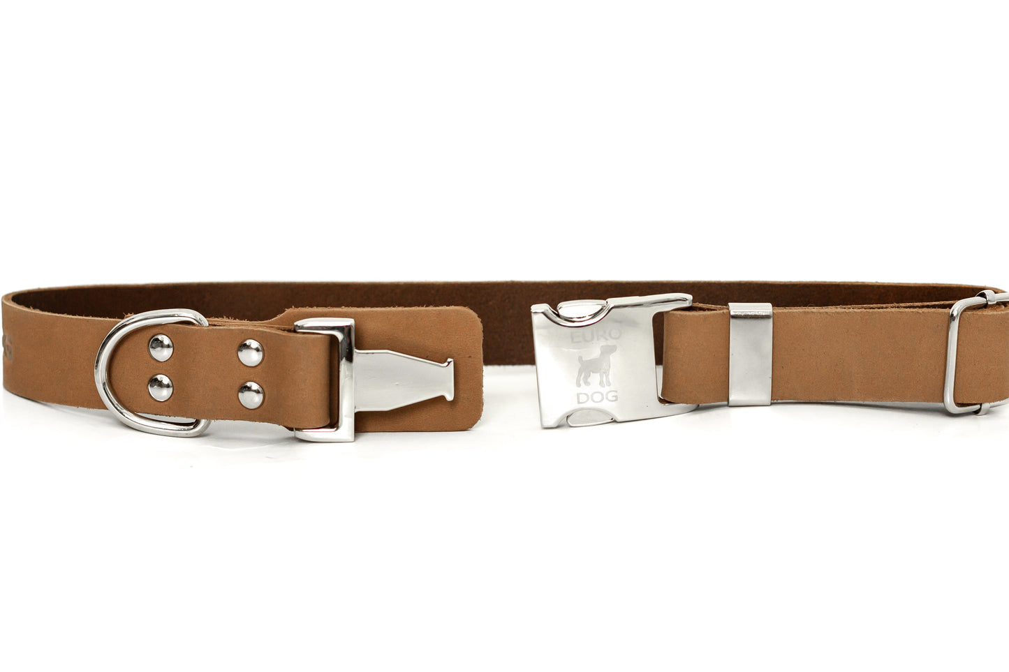 Quick-Release Dog Collar - Modern Style Quick-Release Khaki Leather Dog Collar