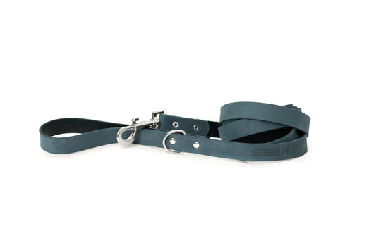 Leather Blue Dog Leash - Modern Style Blue Jeans Leather Leash