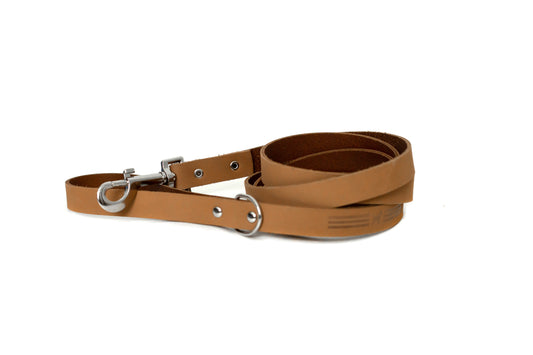 Light Brown Leather Dog Leash - Modern Style Khaki Leather Dog Leash